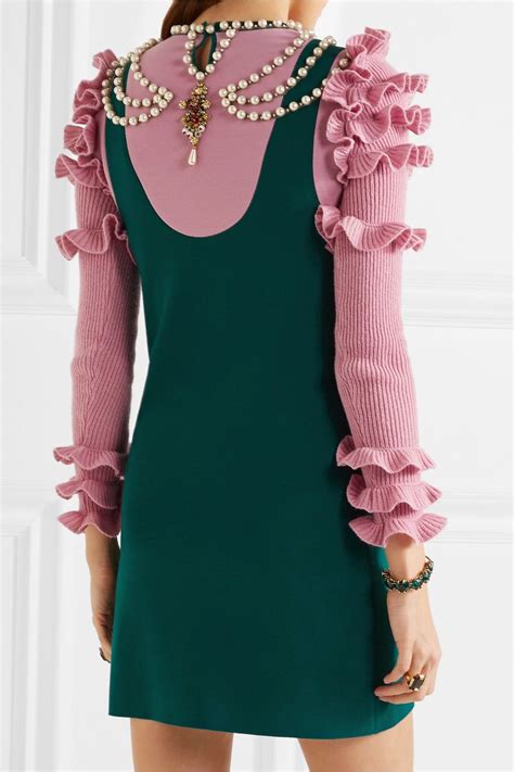 gucci pearl dress|gucci pink and green dress.